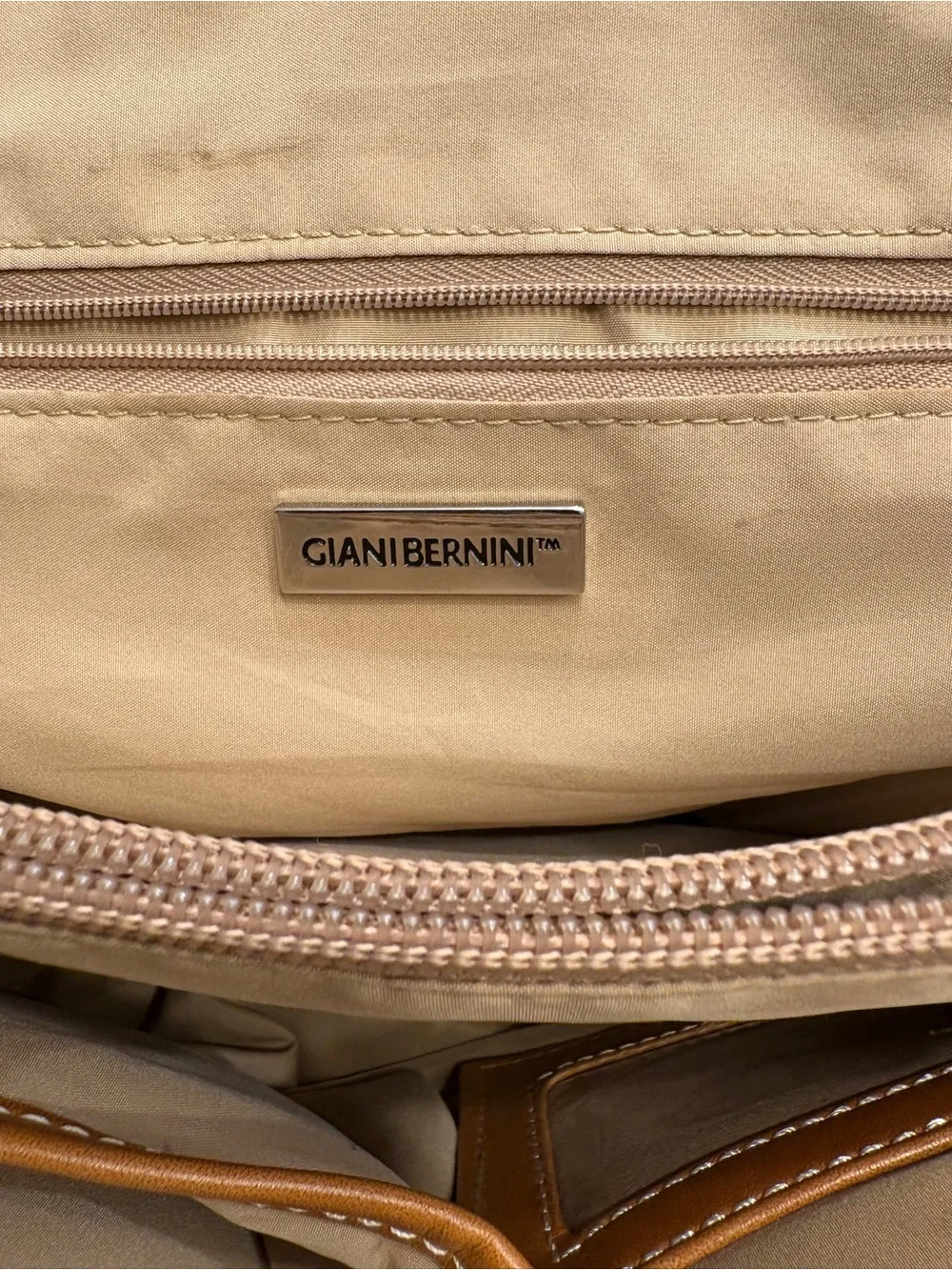 Giani Bernini Brown Monogram Satchel with Tan Trim